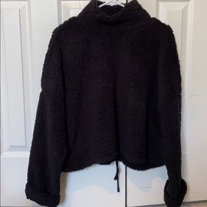 Black Fuzzy Teddy Pullover Sweatshirt